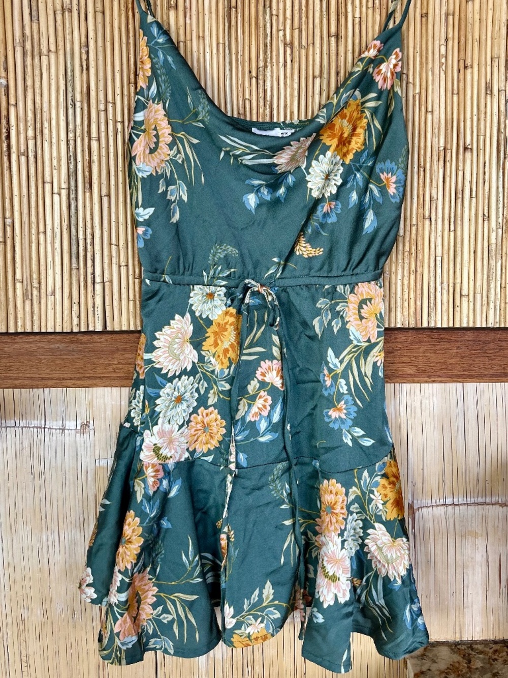 Princess Polly Satin Floral Mini Dress Cowl Neck Size 6 Fit & Flare Party Fairy